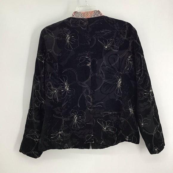 Chico’s Vintage Silk Blend Asian Inspired Floral Embroidered ZipUp Jacket Size 2 - Picture 6 of 9